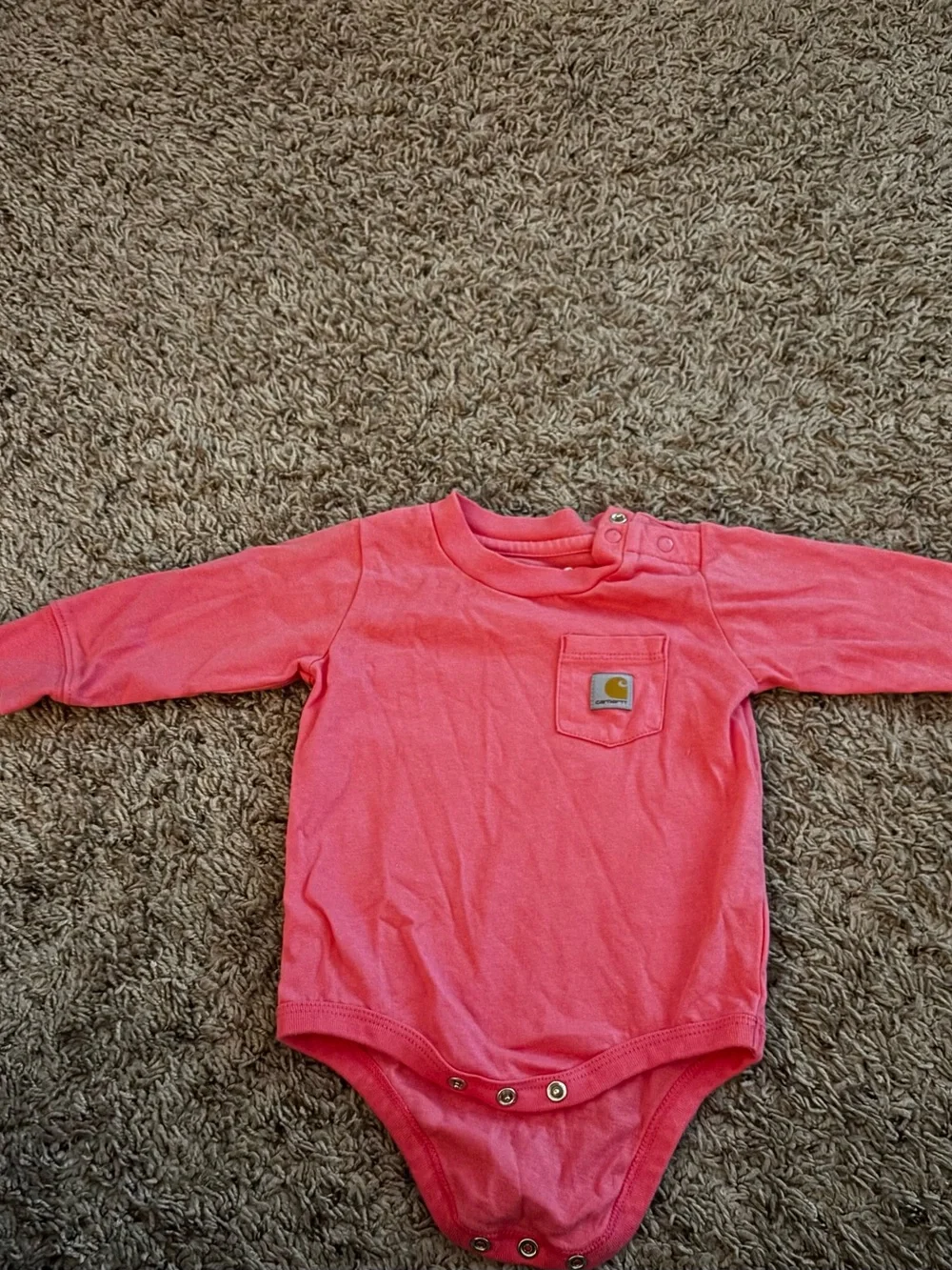Carhartt Coral Pink Long-Sleeve Baby Bodysuit